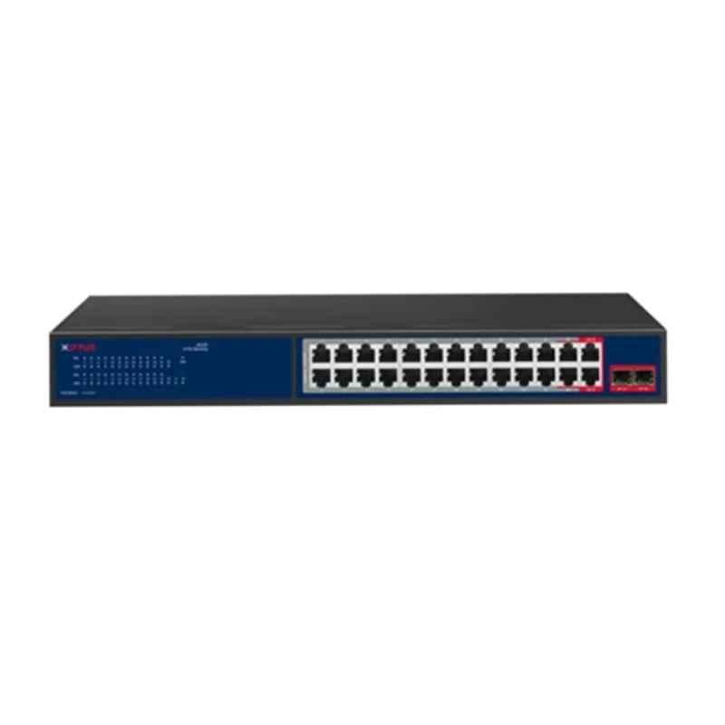CP-Plus 24 Ports Unmanaged PoE Switch with 2 Gigabit Uplink & 2 SPF Ports, CP-ANW-HPU24G2F2-N30