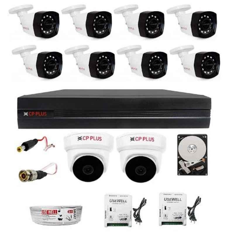 CP Plus 5MP 2 Pcs Dome & 8 Pcs Bullet Camera, 16 Channel DVR with Usewell Accessories, 5MP-16HD-8+2-2TB-USEWELL