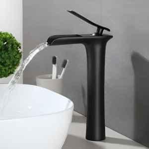 Plantex Brass Black Powder Coated Finish Designer High Neck Pillar Basin Mixer Water Tap for Wash Basin, APS-PL04