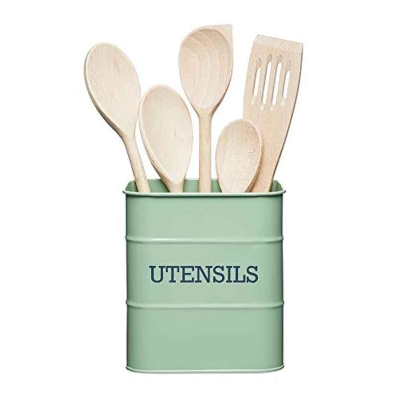 Kitchencraft LNUTENGRN 14.5x14.5x16cm Steel Powder Coated Green Living Nostalgia Utensil Holder