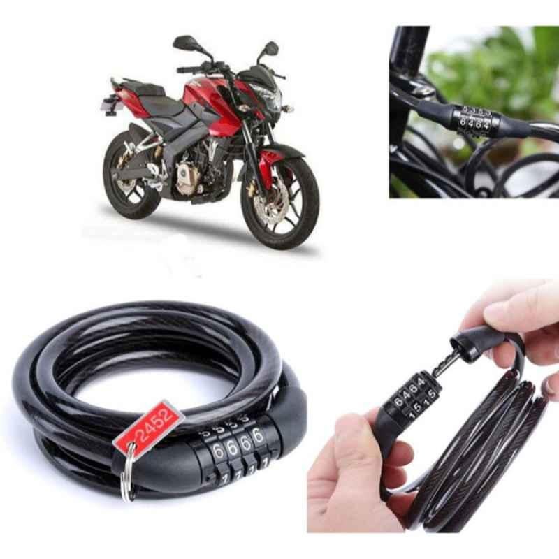 Auto Pearl PVC & Plastic Black 4 Digit Combination Cable Lock, 958