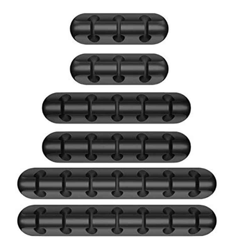 Rubik 6 Pcs 5mm Silicone Grey Cable Clips Holder Set