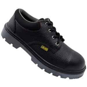 JAMA Leather PU Steel Toe Black Safety Shoes, 82538-JS062DD-06, Size: 6