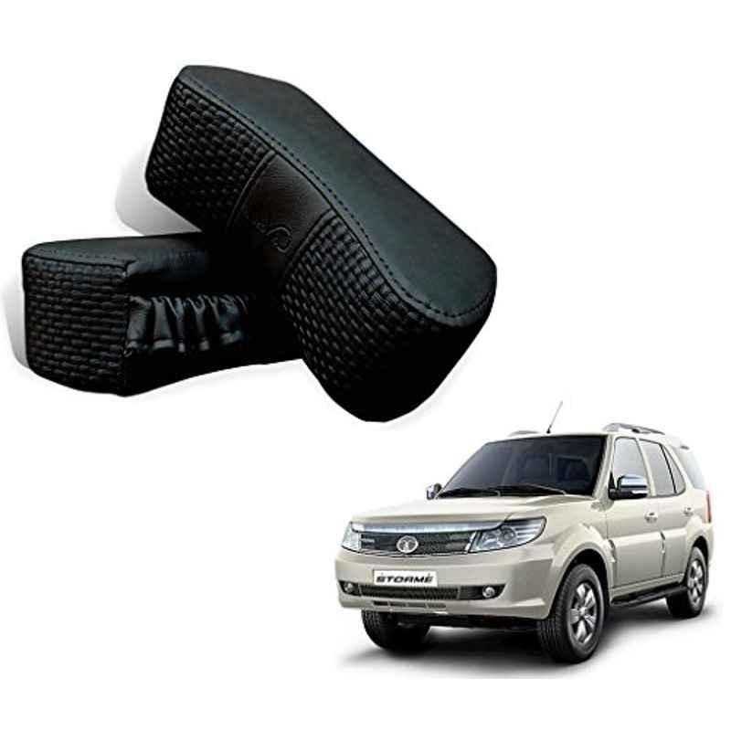 Kozdiko 2 Pcs Memory Foam Black Car Vastra Neck Rest Cushion Set for Tata Safari Storme, koz_5252