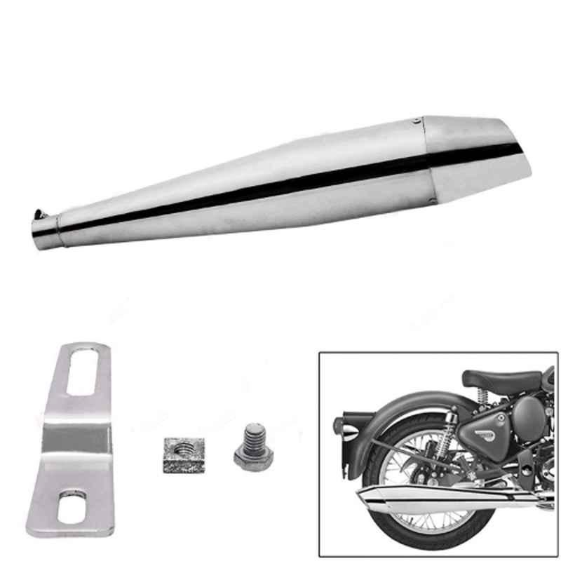 AllExtreme EX086 Chrome Dolphin Bike Exhaust Silencer with Glasswool