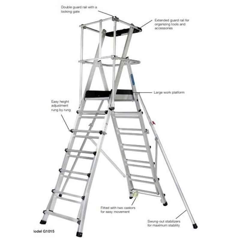 Gazelle 9.2-11.8ft 300lb Aluminium Guardian Ladder with A Locking Gate, G1015