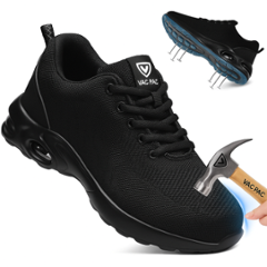 VACPAC Bold Mesh Steel Toe Black Sports Safety Shoes for Daily Use, Size: 11