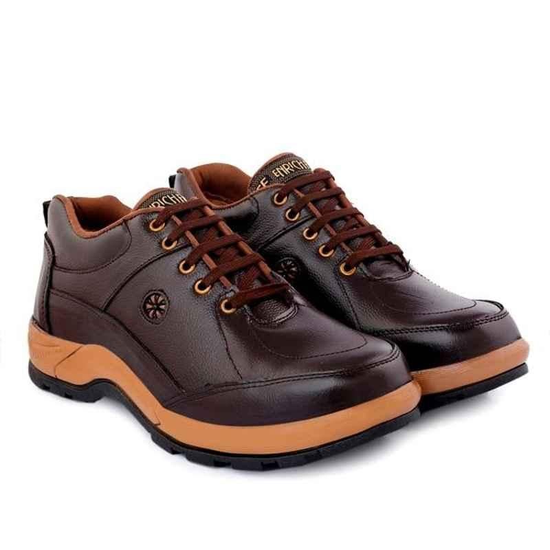 Enrich Field SGS1135BR Genuine Leather Steel Toe Black Corporate Casual Safety Shoe, Size: 9