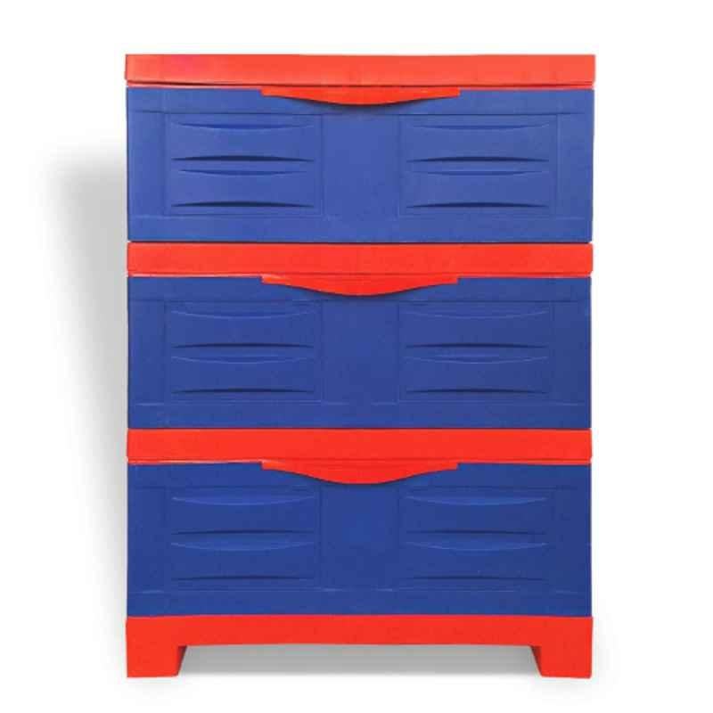 Supreme Fusion-DR-3 Plastic Coke Red & Blue Multipurpose Chester with 3 Sliding Drawers, FusionDR3-RB