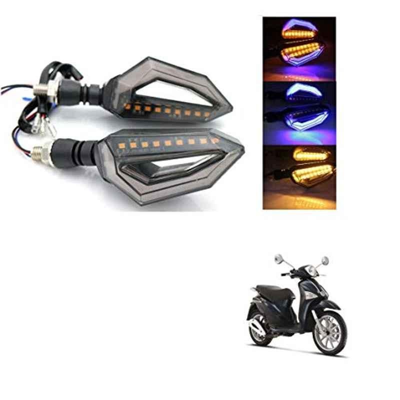 Kozdiko 4 Pcs Bike D Shaped 9 LED Front & Rear Side Turn Signal Indicator Light Set for Vespa Liberty