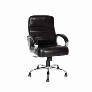 Woodberg Zen Black Medium Back Leatherette Ergonomic Revolving Office Chair with 360 deg Swivel Wheels, WBM123BL