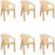 Italica Polypropylene Marble Beige Oxy Arm Chair, 5202-6 (Pack of 6)