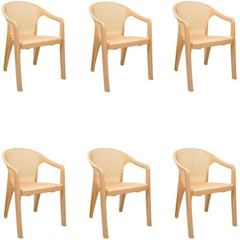 Italica Polypropylene Marble Beige Oxy Arm Chair, 5202-6 (Pack of 6)