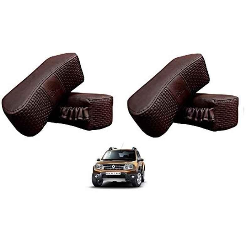 Kozdiko 4 Pcs CV Designer Cola Leatherite Neck Rest Car Cushion Pillow Set for Renault Duster