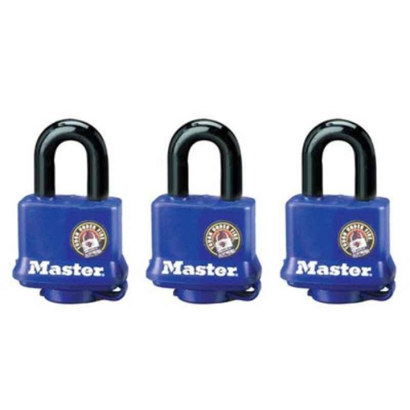 Master Lock 40mm Blue Weather Tough Padlock, 312EURTRI (Pack of 3)