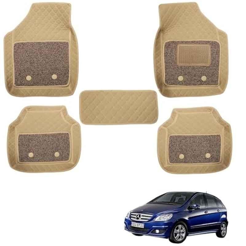 Kozdiko 5 Pcs Waterproof & Luxury 7D Beige Leatherette Car Floor Mats Set for Mercedes Benz B-Class Electric