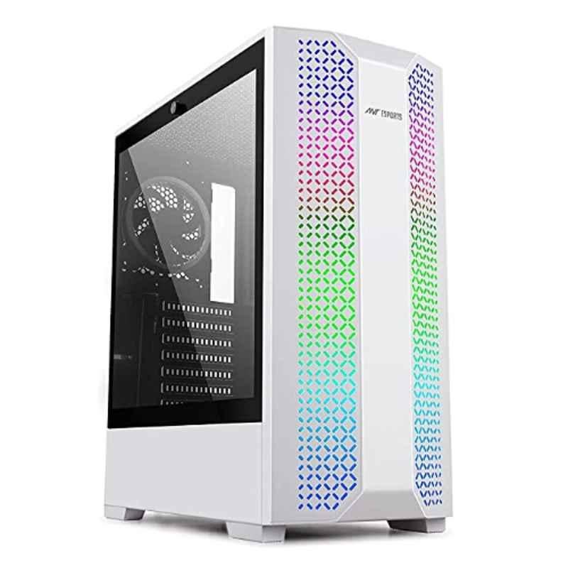 Ant Esports ICE 280TGW White Mid Tower Gaming Cabinet with Transparent Side Panel