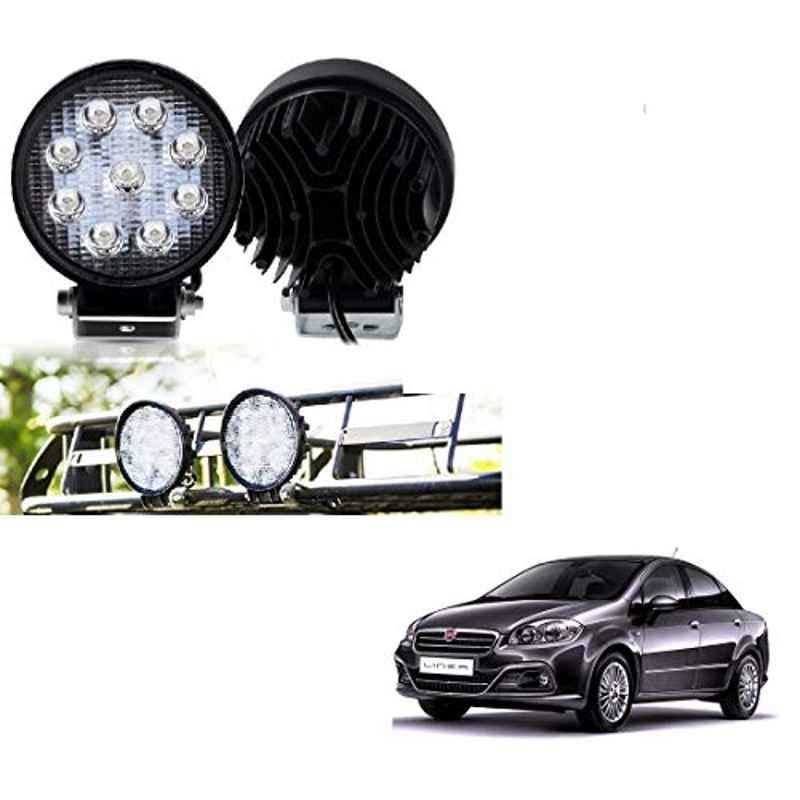 Kozdiko 2 Pcs 27W 4 inch 9 LED Waterproof Round White Fog Light Set with Mounting Brackets for Fiat Linea, kozd_20048
