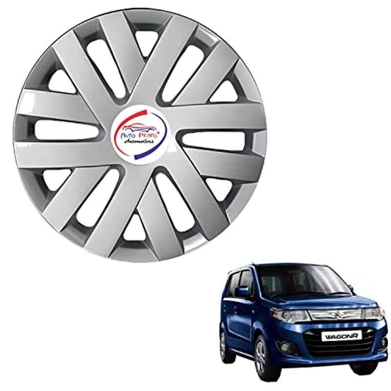 Auto Pearl 4 Pcs 13 inch ABS Polo Silver PBY 22 Hubcap Wheel Cover Set with Retention Ring for Maruti Suzuki WagonR 2017