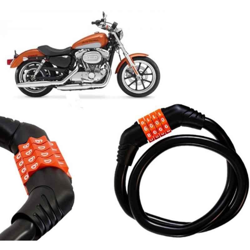 Auto Pearl Black & Orange 4 Digit Anti-Theft Combination Number Lock for XL Super