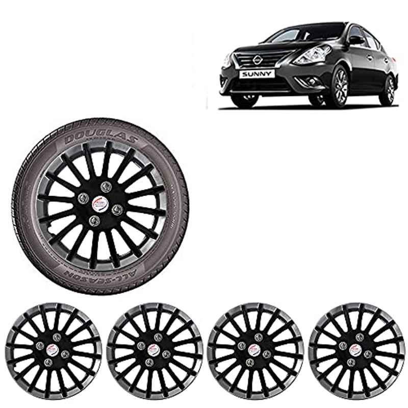 Auto Pearl 4 Pcs 15 inch ABS Black & Silver Wheel Cover Set for Nissan Sunny