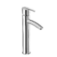 Somany Cella Brass Chrome Finish Single Lever High Basin Mixer with Braided Hose Set, 272111150021