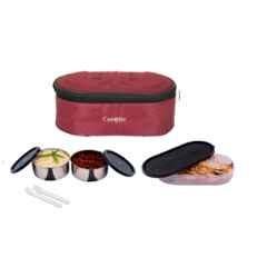 Carrolite 650ml Maroon & Black Stainless Steel Lunchbox, Black_012 (Pack of 5)