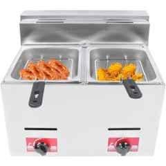 Khushi Udyog 2500W 12 Litre Stainless Steel Silver Double Tank Gas Deep Fryer