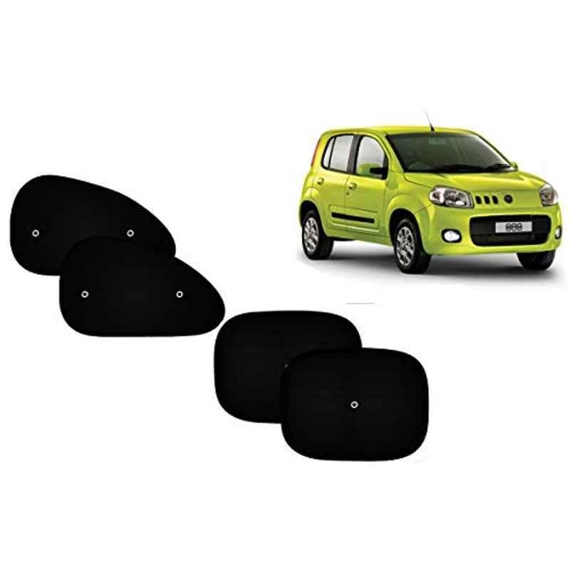 Auto Pearl 4 Pcs PVC & Mesh Black Window Side Sun Shade Set for Fiat Novo Uno