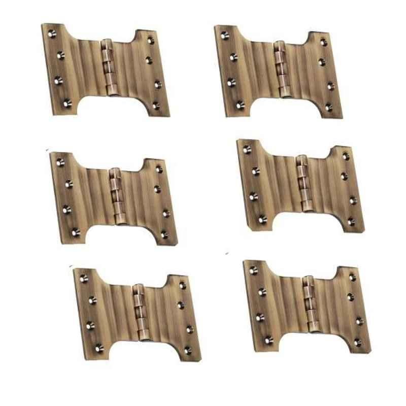 Smart Shophar 4x3x3 inch Brass Antique Parliament Hinge, SHA10HG-PARL-AN4X3X3-P6 (Pack of 6)