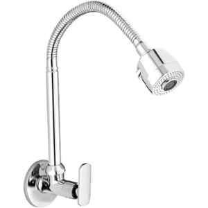 Oleanna Speed Brass Chrome Finish Silver Wall Mounted Spray Spout Flexible Sink Cock with Flange