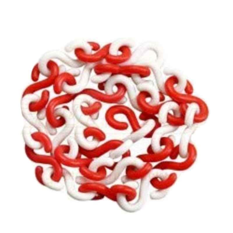 Ladwa 25m Plastic Red & White S Hook Type Safety Barrier Cone Chain, LSI-PVC
