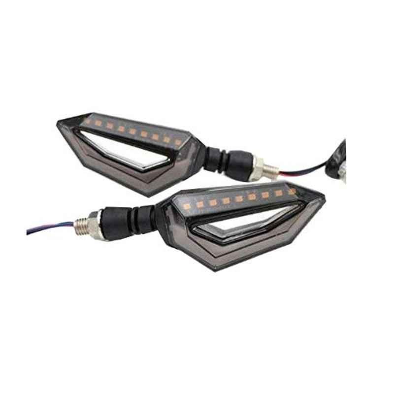 Ramanta 2 Pcs ABS Plastic Yellow Front & Rear LED Indicator Light Set for UM Universal Bike
