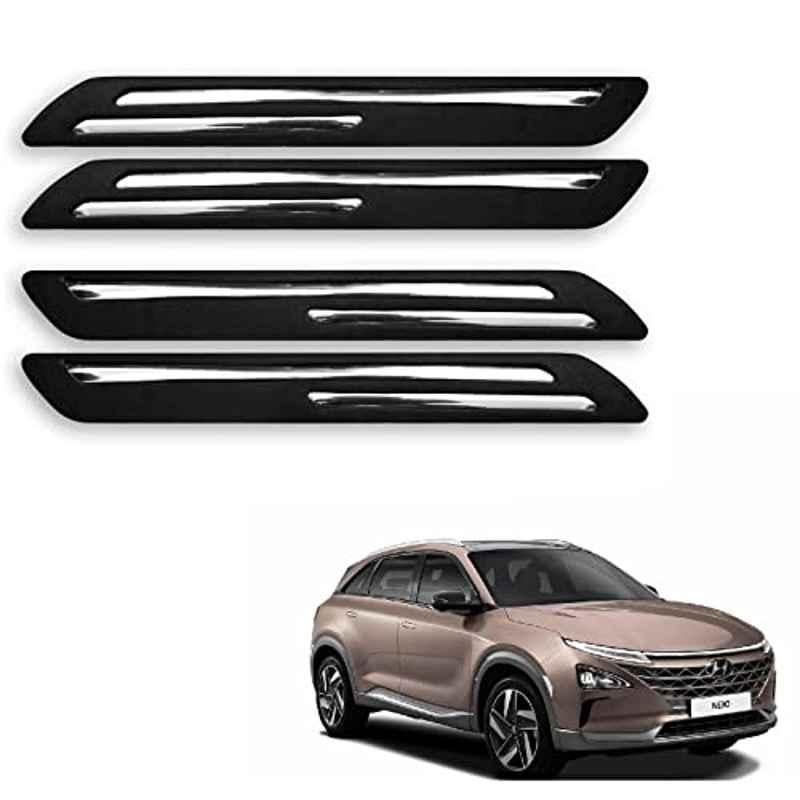 Kozdiko 4 Pcs Rubber Black Double Chrome Strips Car Bumper Protector Guard Set for Hyundai Nexo