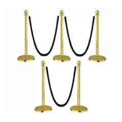 Ladwa 5 Pcs Golden Finish Queue Manager with Black Velvet 1.5m Rope, Barricade & Stanchions Set