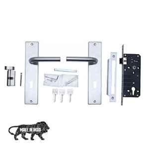 Saze 10 inch Stainless Steel 304 Brass Finish Cylindrical Plate Mortise Door Lock Handle Set, SE-MG1106-10CY-OSK