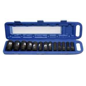 De Neers DN-IMP-13M H 13 Pcs 1/2 inch Square Drive Long Impact Hexagonal Socket Set