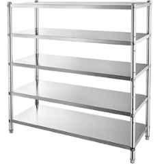 KitchenCraft 90x45x180cm Stainless Steel 304 Rectangular 5 Shelves Storage Rack Including Top