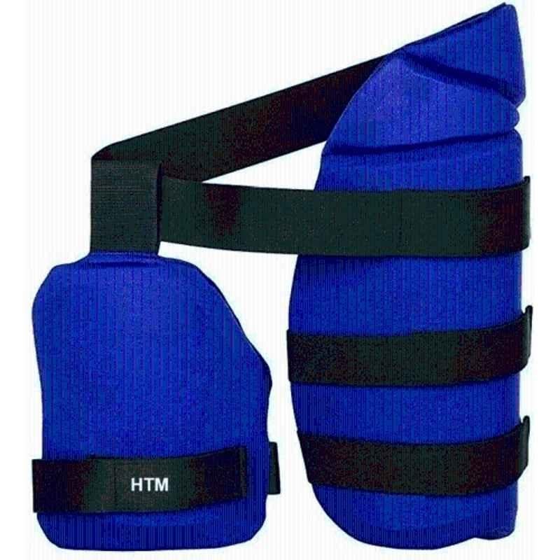 HTM Pro Cricket Thigh Pad & Inner Thigh Pad for Right Hand Youth Player Cricket Thigh Guard (Blue)
