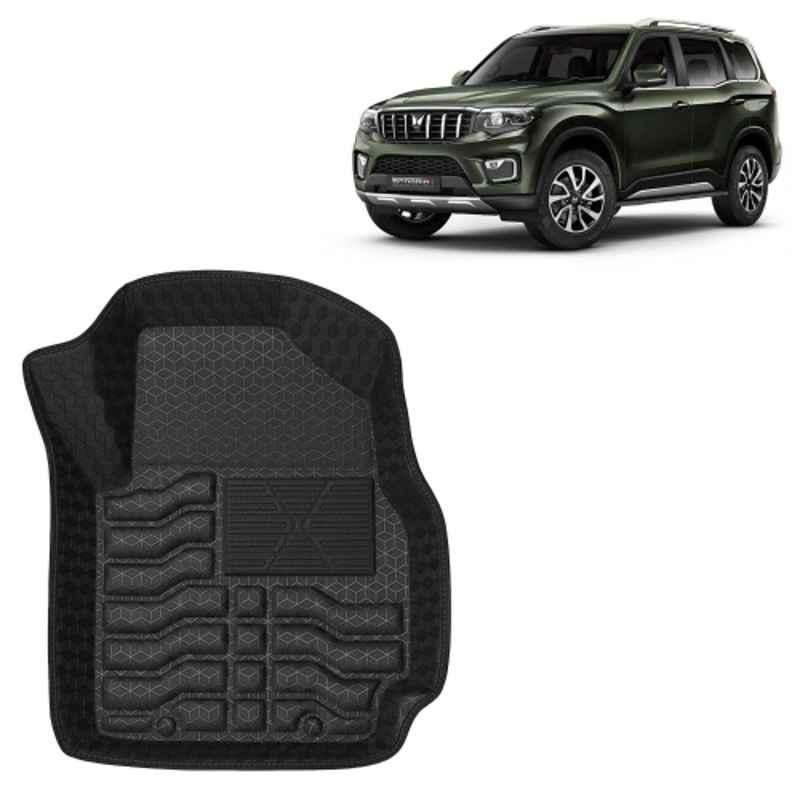 Kingsway 4 Pcs Premium 4.5D 100% Waterproof Tray Shape PVC Black Car Floor Mat Set for Mahindra Scorpio N 2022 Onwards All Model