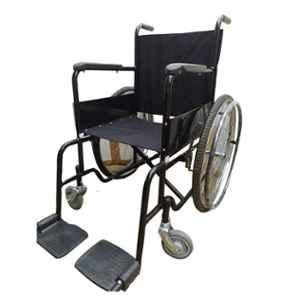 Smart Care 100kg Metal Black Durable Wheelchair with Detachable Footrest & Armrest, WC52