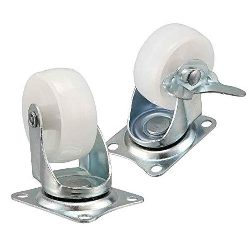 50mm Nylon White Dual Roller Bearing Universal Swivel Castor Wheel