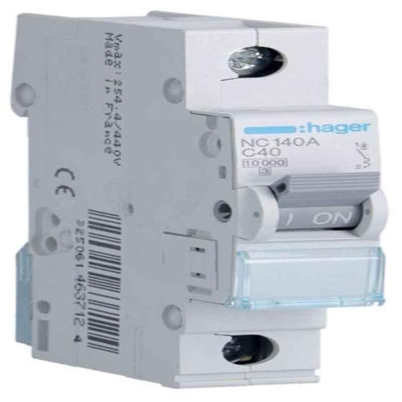 Hager 40A 10kA 1 Pole Standard Miniature Circuit Breaker, NC140A