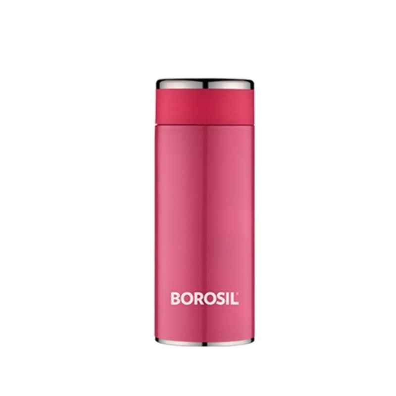 Borosil Travelsmart 260ml Stainless Steel Pink Hydra Vacuum Insulated Flask Water Bottle, BT260PK118