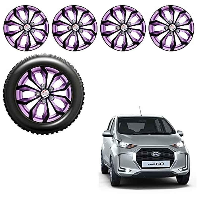 Auto Pearl 4 Pcs 13 inch ABS Black & Violet Car Wheel Cover Set for Datsun RediGo