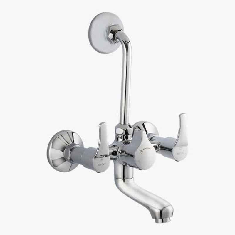 Kerovit Infinit Silver Chrome Finish Wall Mixer 2 In 1 with Flanges, KB2011019