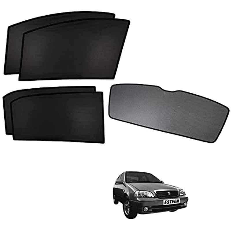 Kozdiko 5 Pcs Polyester Black Non Magnetic Window & Rear Sun Shades Set for Maruti Suzuki Esteem