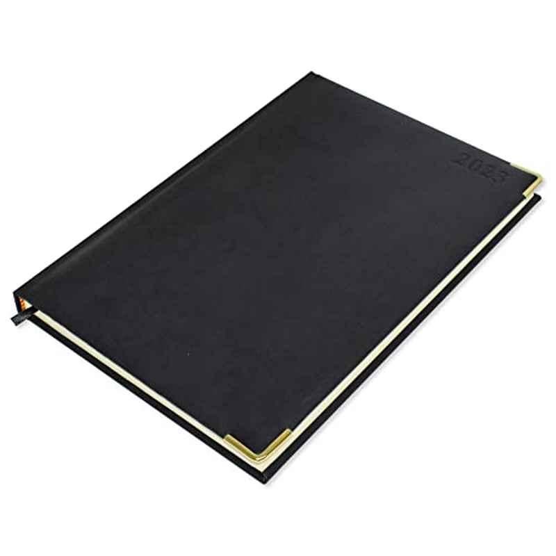 FIS A4 Black 70 GSM 320 Pages 2023 1 Side Padded Cover Diary, FSDI48EPG23BK