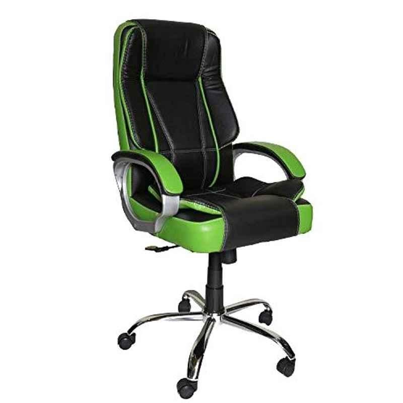 MRC M164 Black & Green Synthetic Leatherette High Back Revolving Office Chair