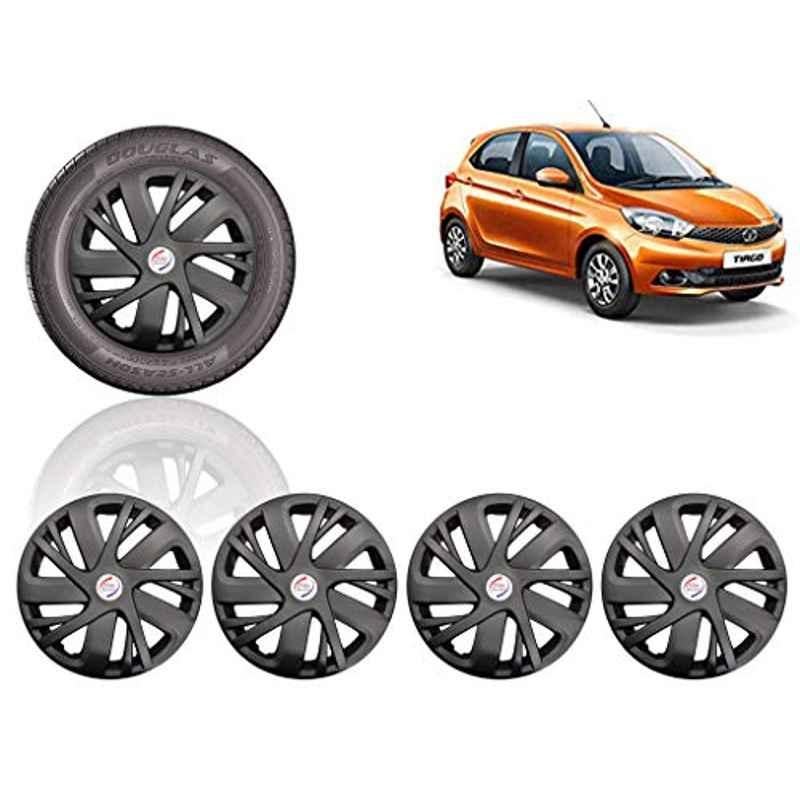 Auto Pearl 4 Pcs 14 inch ABS Black Car Wheel Cover Set for TATA Tiago XT & XZ